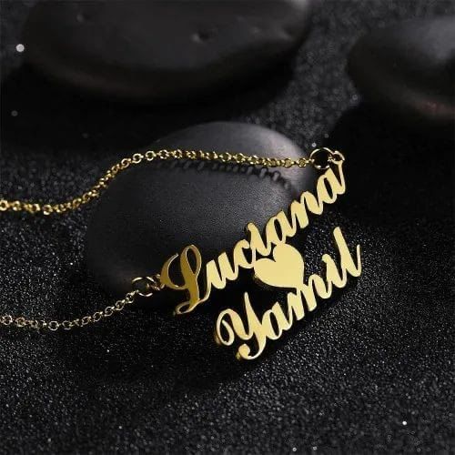 Customize Double Name Necklace with heart